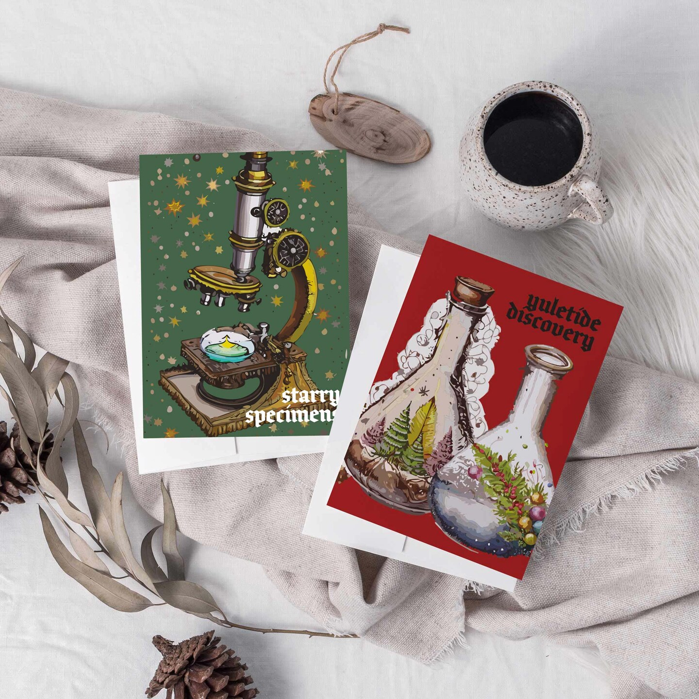 Science Lab Christmas Cards - 24-Pack Holiday Greeting Cards with 6 Festive Science-Inspired Designs, Perfect for Sharing Merry Christmas & Holiday Wishes, Blank Inside for Personalized Messages - Unique and Whimsical Stationery Set