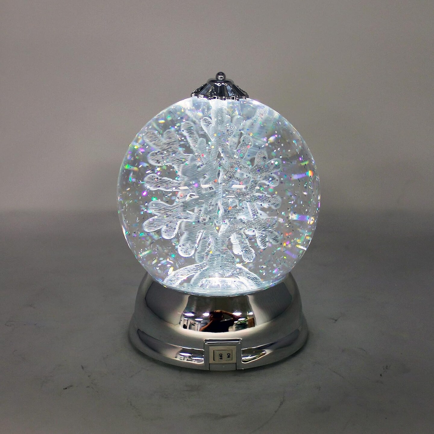 Christmas Decor Lighted Snow Globe with Spinning Snowflake, Battery Operated (not Included) - 6.5&#x22; H x 4.5&#x22; W x 4.5&#x22; D