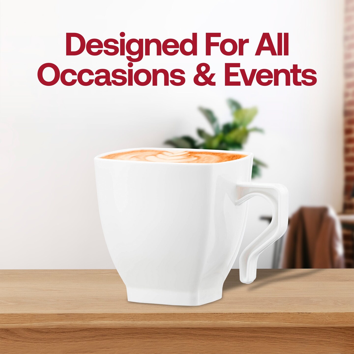 White Square Plastic Coffee Mugs - 8 oz. (192 Mugs)