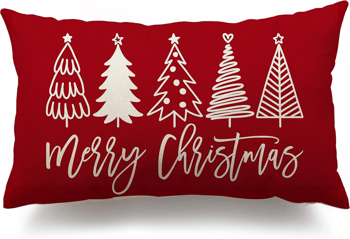 Merry Christmas Pillow Cover 12x20 Farmhouse Christmas Throw Lumbar Pillow Cover Decorations Christmas Tree Holiday Decor Case for Home Couch