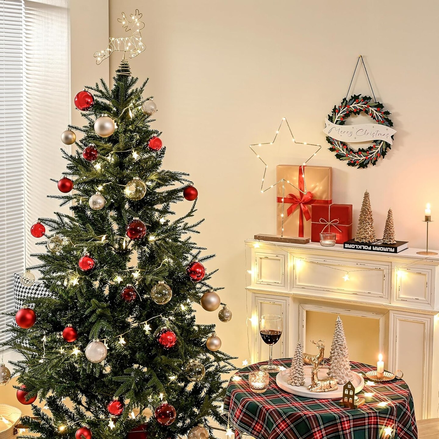 Champagne Glass Christmas Ball Ornaments for Christmas Tree, 2.36&#x201D; Christmas Hanging Ornaments Set of 12 Christmas Baubles for Holiday Party Xmas Tree Decorations Gifts