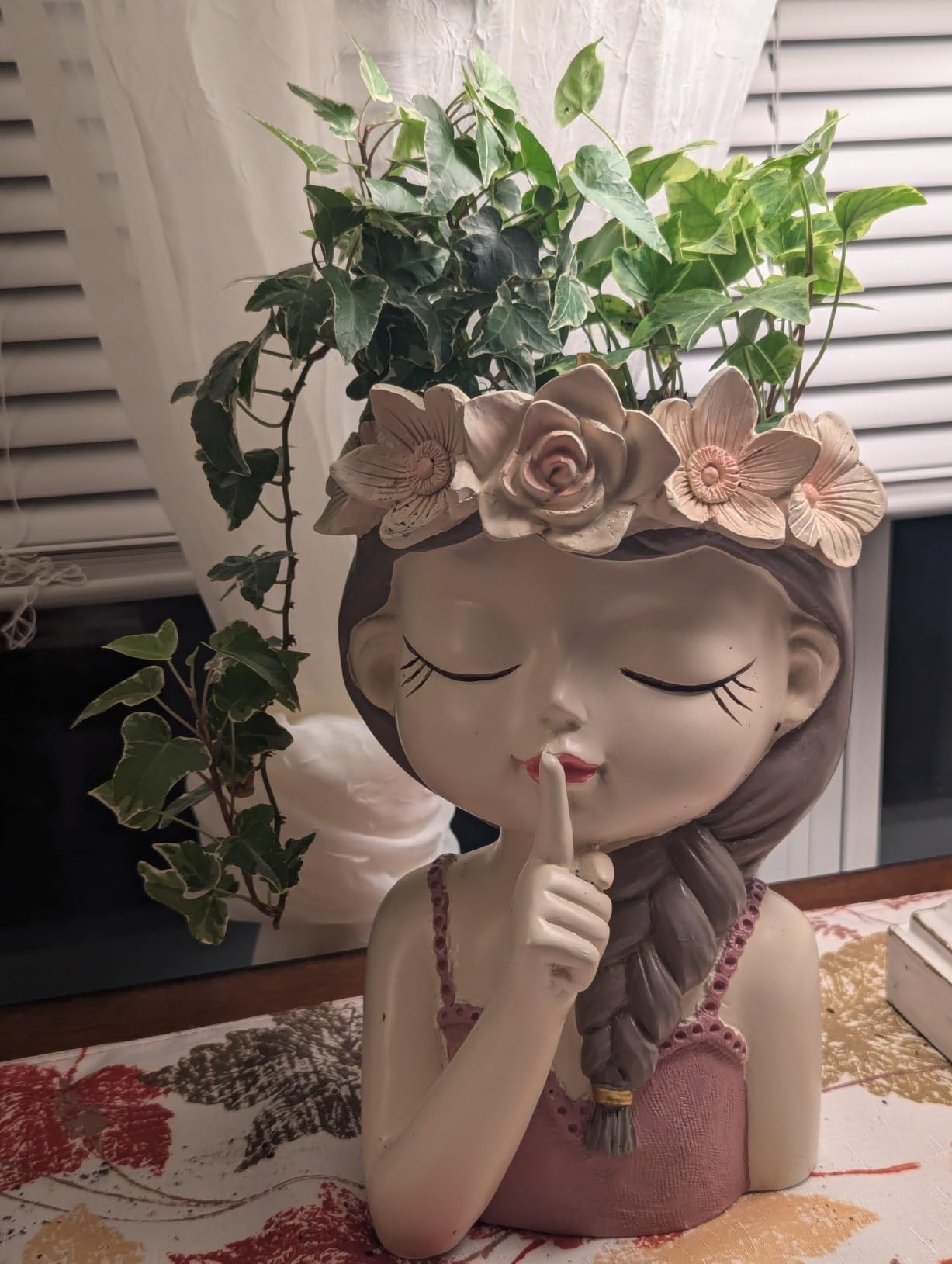 Small Fairy Succulent Plant Pot Face Planters Pots Head Flowerpot Cute Little Girl with Drainage Hole Succulent Cactus Flower Head Planters