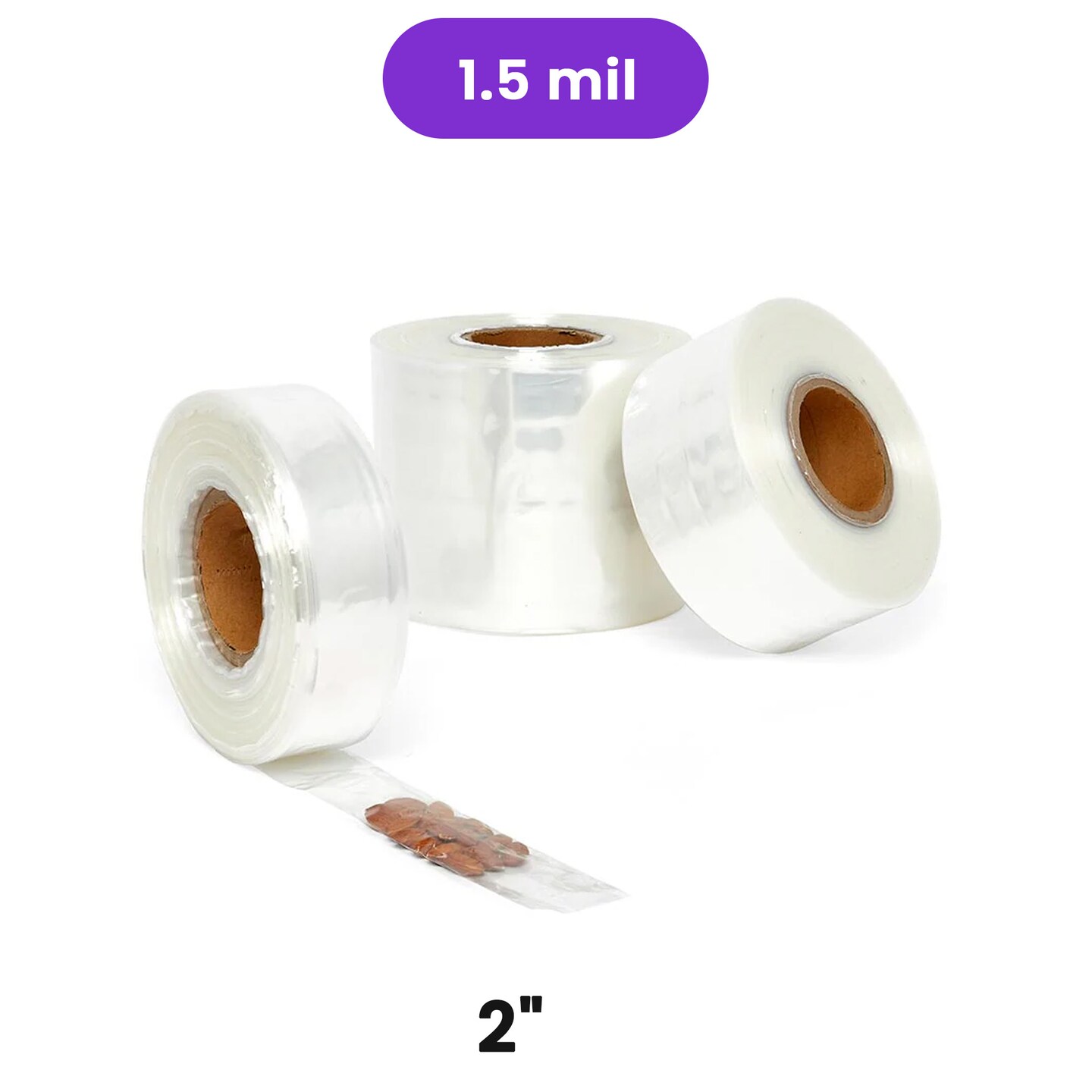 1.5 Mil Clear Cello Polypropylene Flat Tubing 2" Width