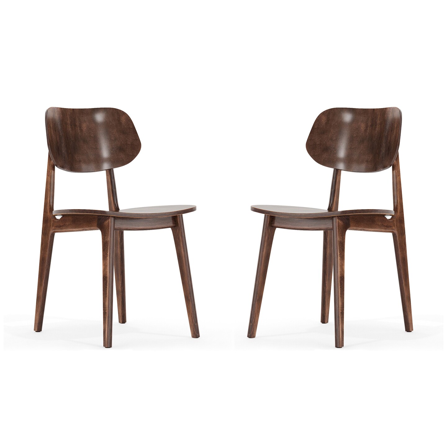 Emma and Oliver Gentry Set of 2 Solid Wood Dining Chairs with Curved Oval Backrests