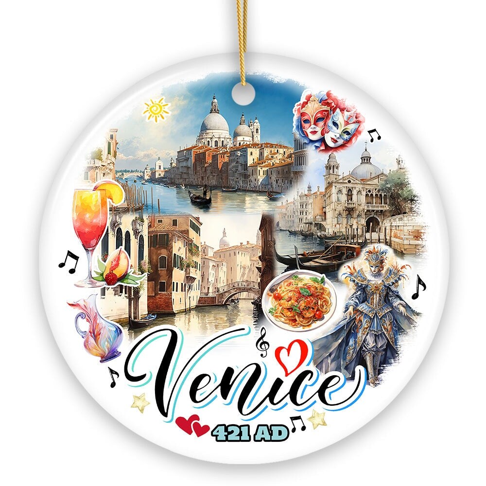 Artistic Venice Unique Cultural Christmas Ornament, Vintage Italy Gift and Keepsake Souvenir