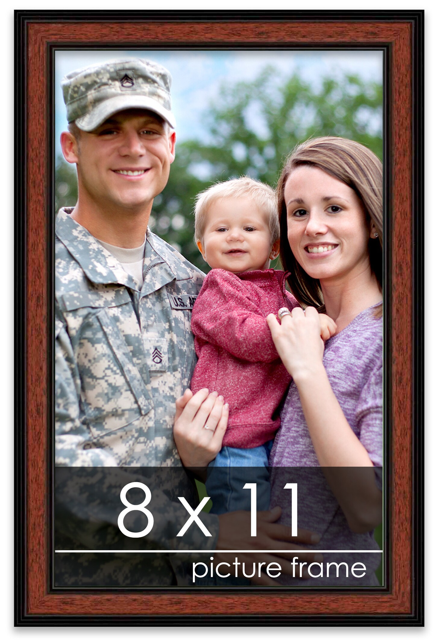 Photo Size Simple Brown Picture Frame - UV Acrylic, Foam Board Backing, Hanging Hardware