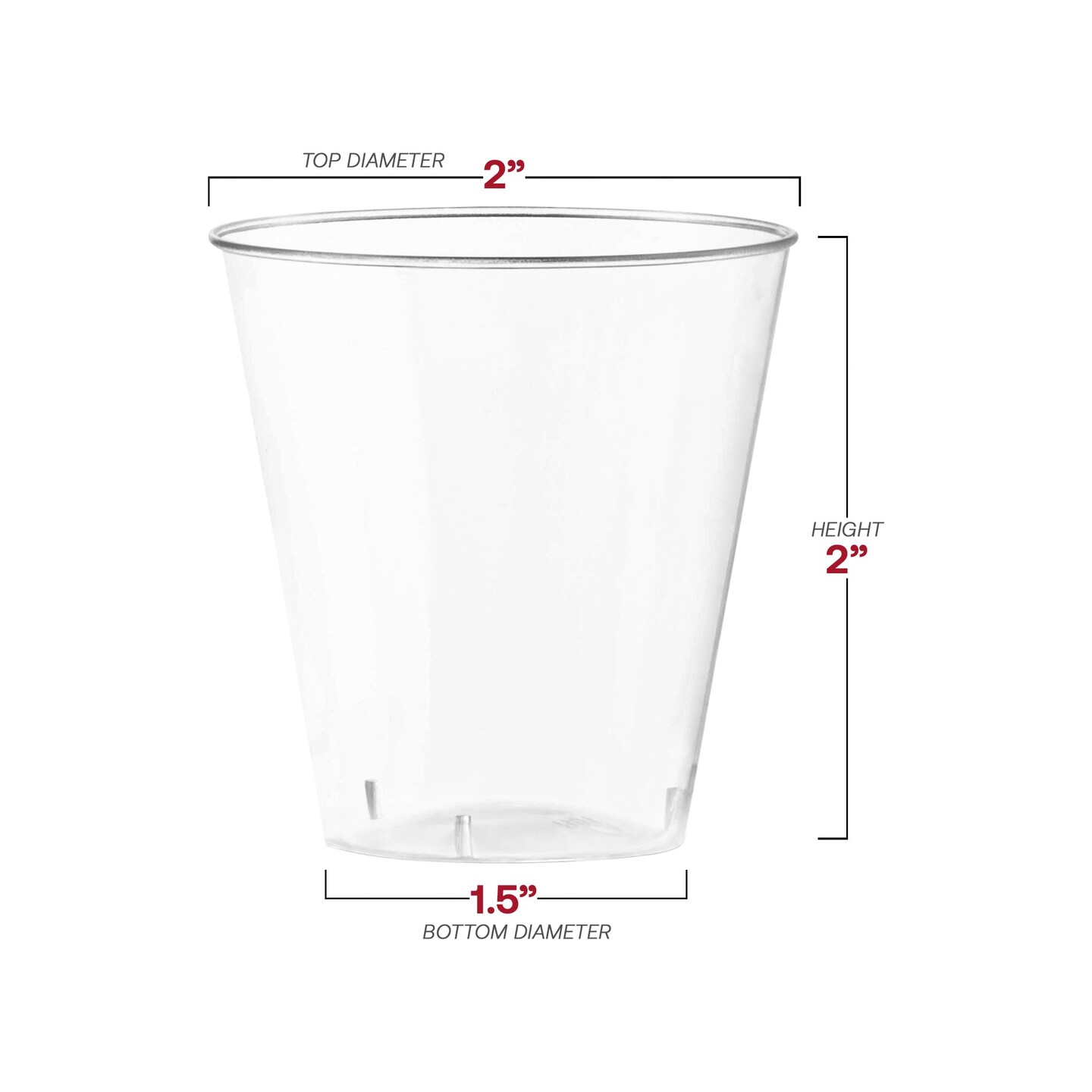 Clear Round Plastic Disposable Shot Glasses - 2 oz. (1200 Glasses)