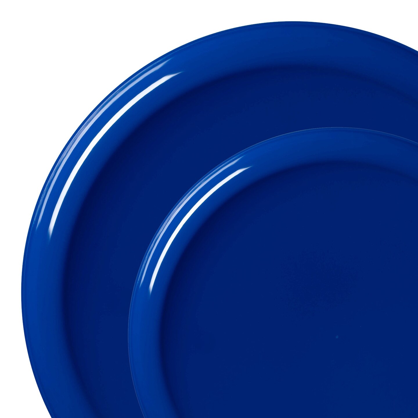 Solid Blue Flat Round Disposable Plastic Dinnerware Value Set (120