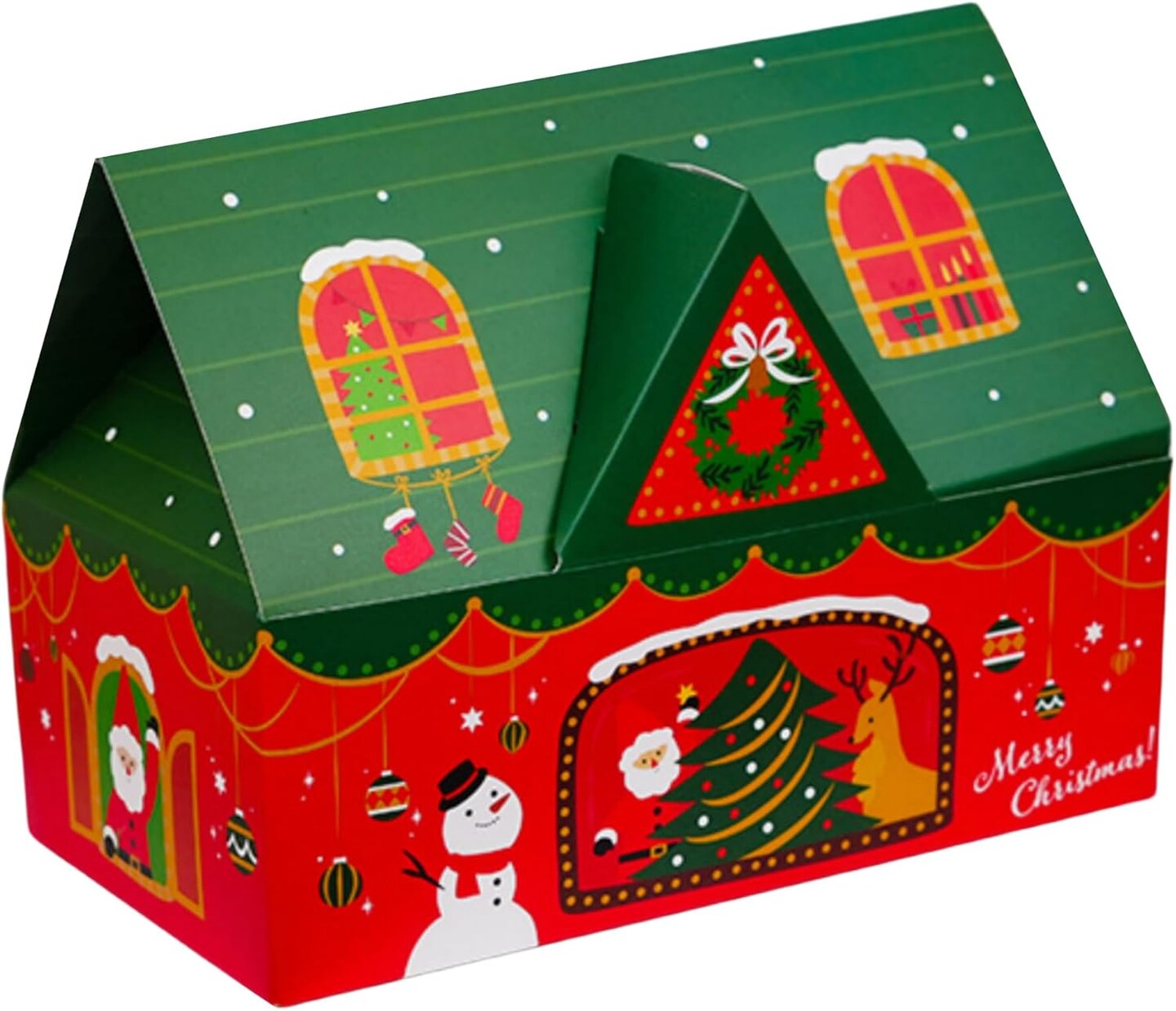 Christmas Cookie Boxes, Bakery Boxes for Home and Gift Use, Decorative Containers, Green and Red