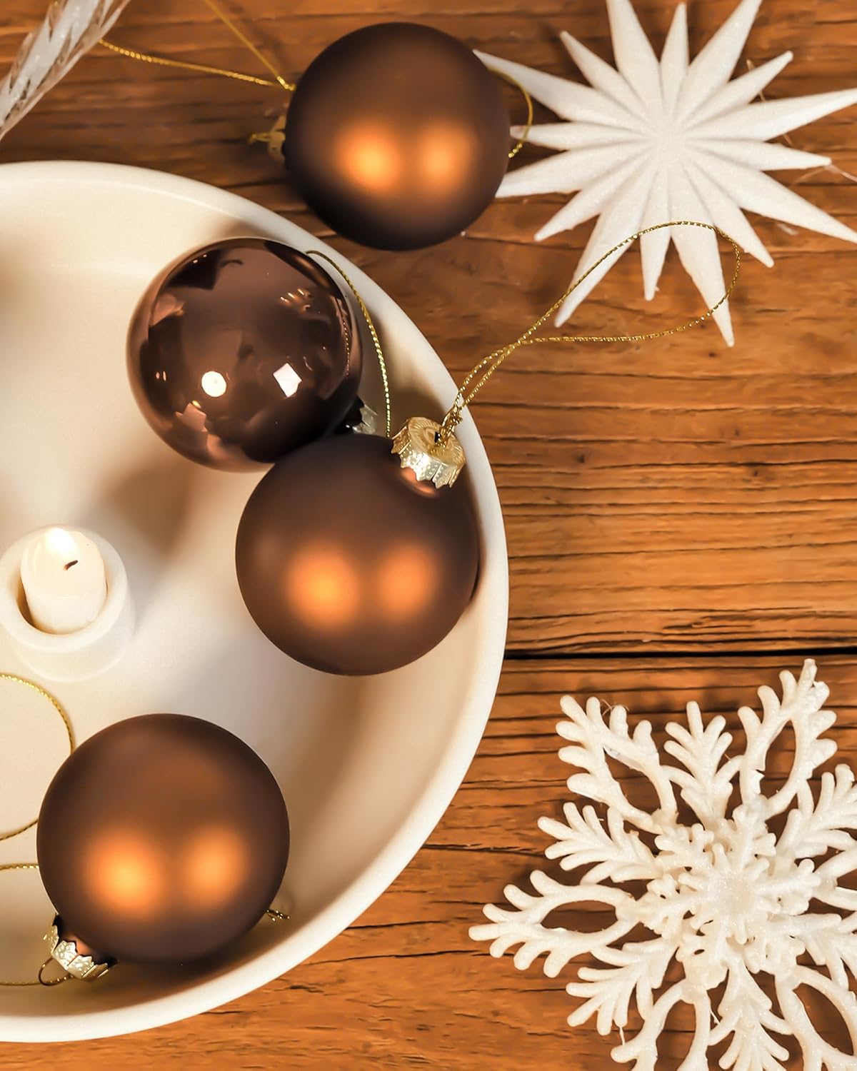 Brown Glass Christmas Ball Ornaments, 2.36&#x201D; Hanging Bulbs Ornaments for Christmas Tree, Set of 12 Hanging Balls for Holiday, Halloween, Xmas Tree Decorations