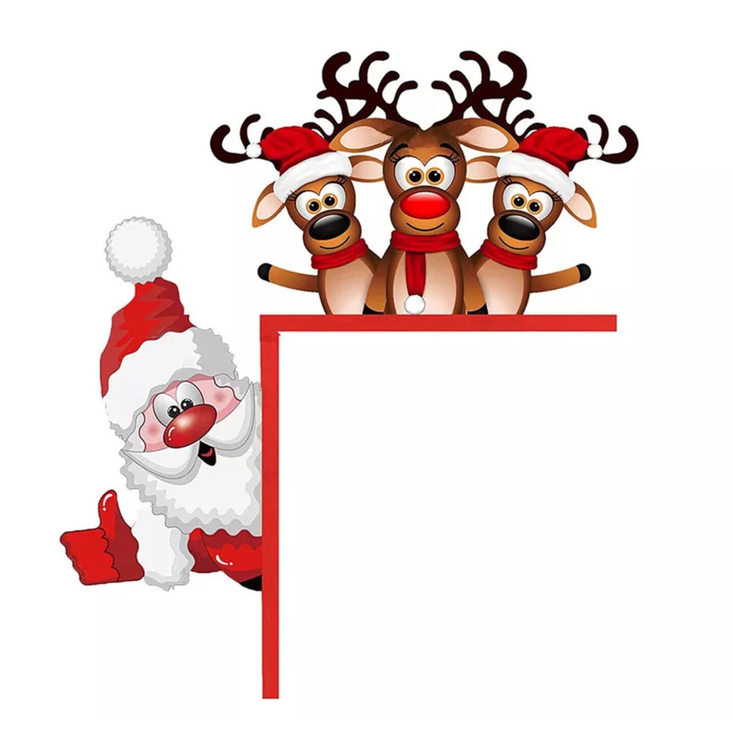 Kitcheniva Santa &#x26; Reindeer Corner Sign Christmas Decor