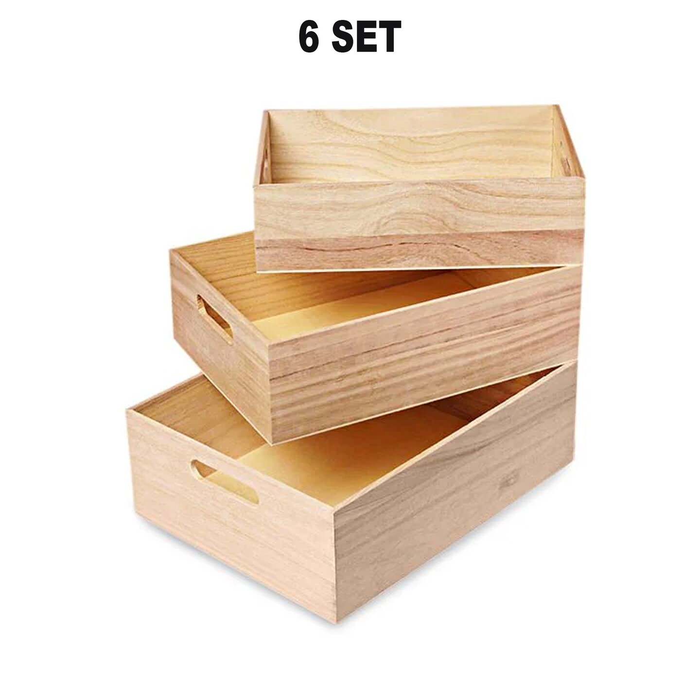 Small Rectangular Paulownia Wood Tray Set 3 Each