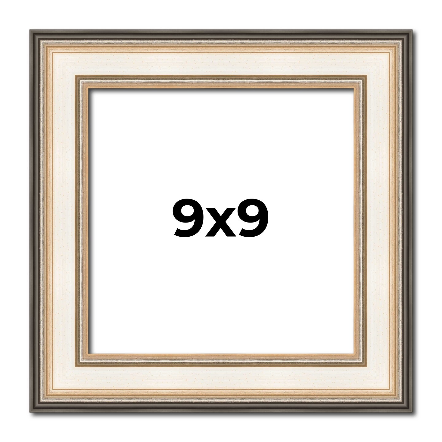 Square Contemporary Silver Picture Frame - UV Acrylic, Foam Board Backing, Hanging Hardware