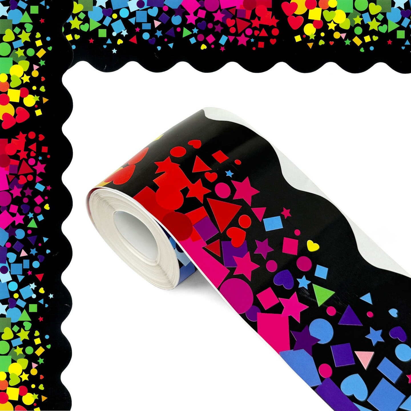 Wrapables 60 Feet Bulletin Board Borders, Adhesive Decorative Trim Stickers, Shapes