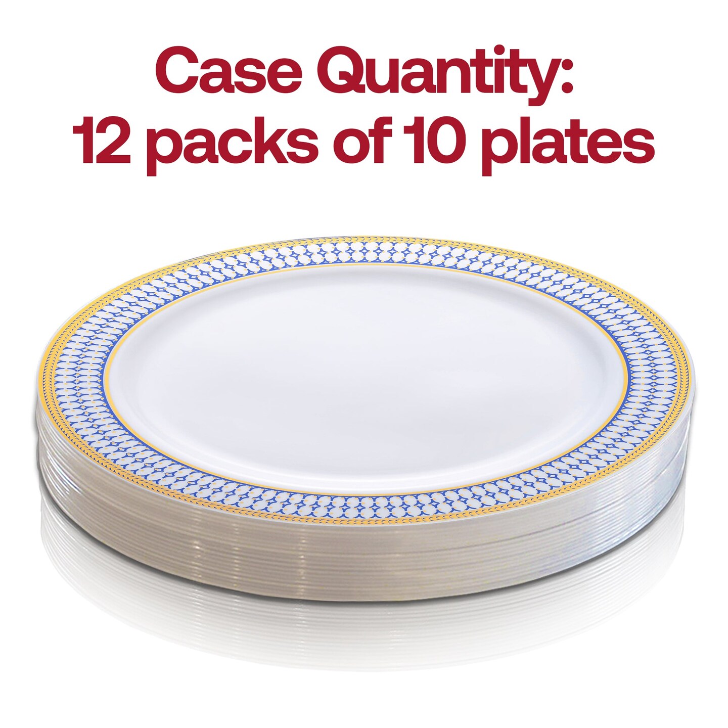 White with Blue and Gold Chord Rim Plastic Appetizer/Salad Plates - 7.5" (120 Plates)