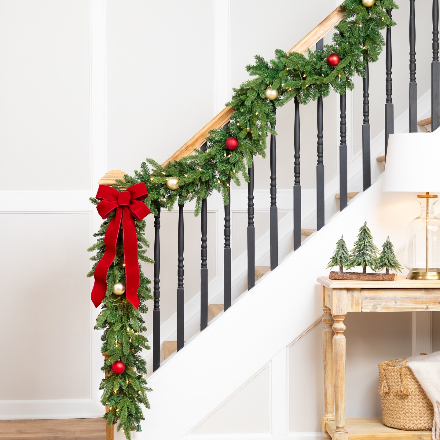 Northlight Real Touch&#x2122;&#xFE0F; Pre-Lit Washington Frasier Fir Artificial Christmas Garland - 9&#x27; x 12&#x22; - Clear AlwaysLit Lights