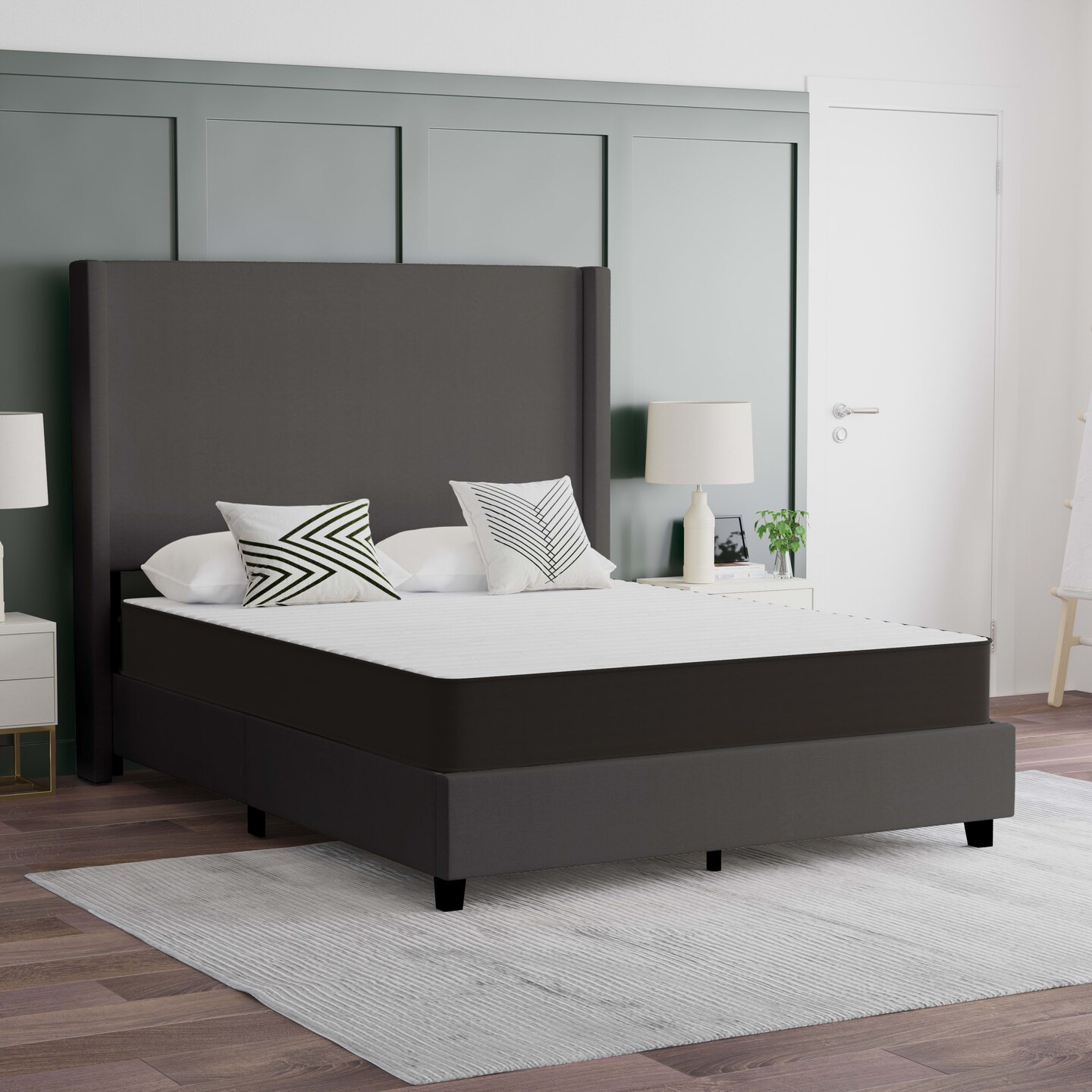 Emma and Oliver Asteria Premium ComfortMedium Firm Hybrid Innerspring Mattress in a Box with Knitted Fabric Top and CertiPUR-US Certified Foam