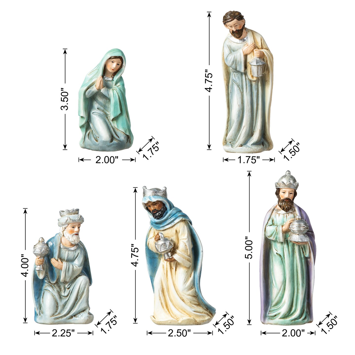 12pcs Oversized Deluxe Blue Resin Nativity Figurine Set