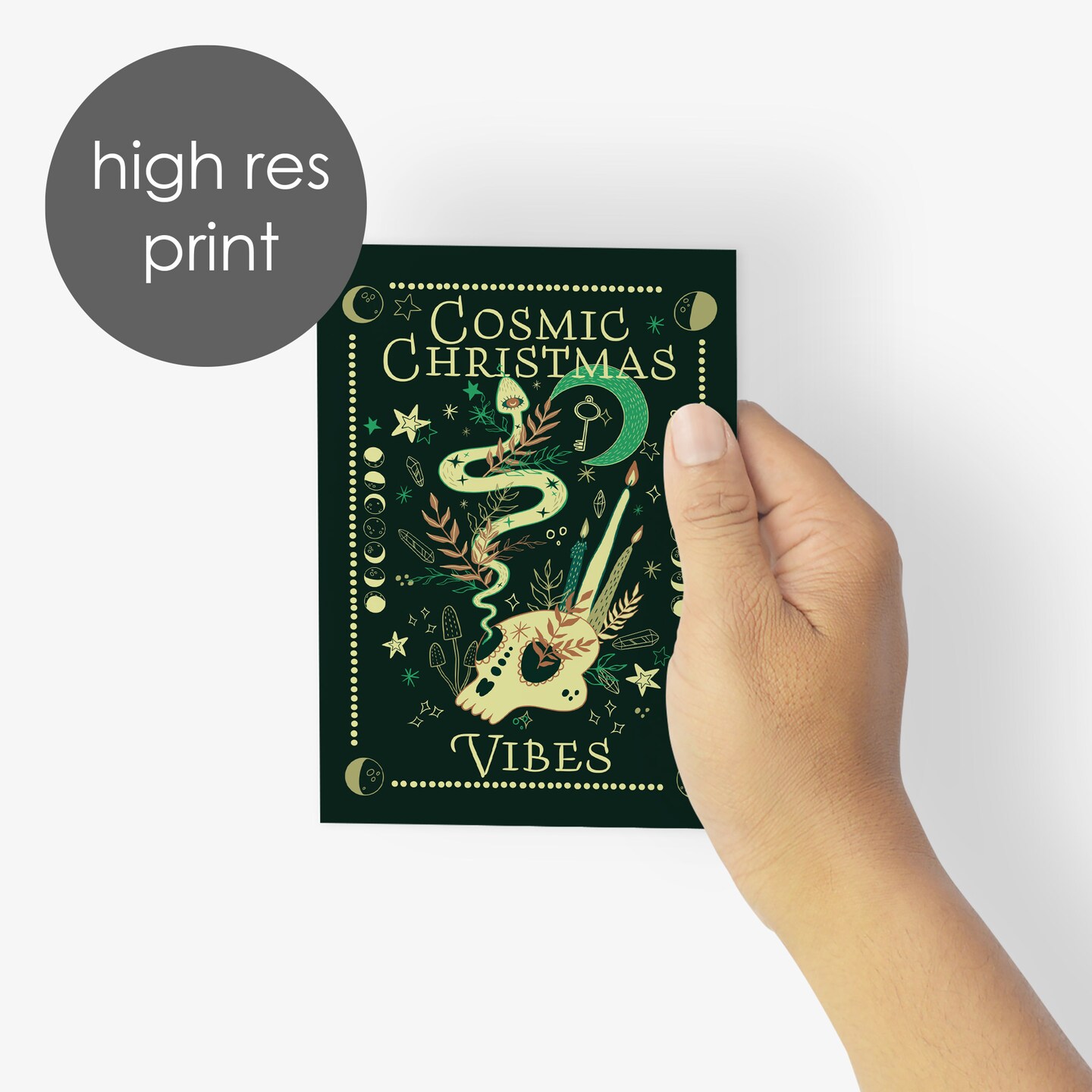 Witchy Christmas Cards - 24-Pack Holiday Greeting Cards with 4 Mystical and Cosmic Designs, Perfect for Sharing Magical Holiday Wishes, Blank Inside for Personalized Messages - Enchanting and Unique Stationery Set
