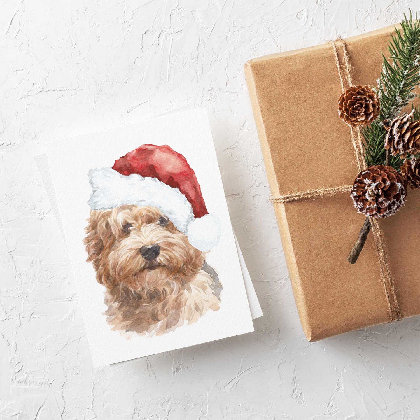 Labradoodle Christmas Card - 24-Pack Holiday Greeting Cards Featuring Adorable Doodle Dog in Santa Hat, Perfect for Dog Lovers to Share Merry Christmas &#x26; Happy Holiday Wishes, Blank Inside for Personal Messages - Cute and Festive Stationery Set

