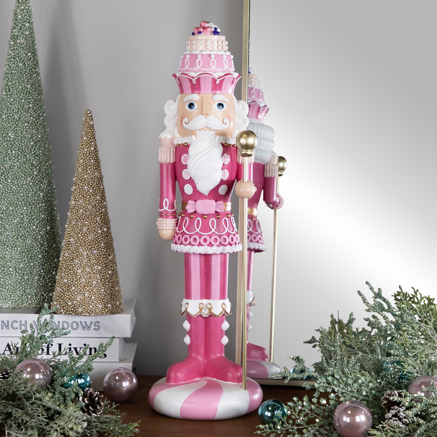 Northlight Pastel Candy Nutcracker King Christmas Figure - 21.5&#x22; - Pink