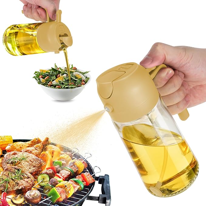 2 in 1 oil dispenser and oil sprayer for Cooking Bottle for Kitchen Air Fryer, Salad Olive Oil Sprayer