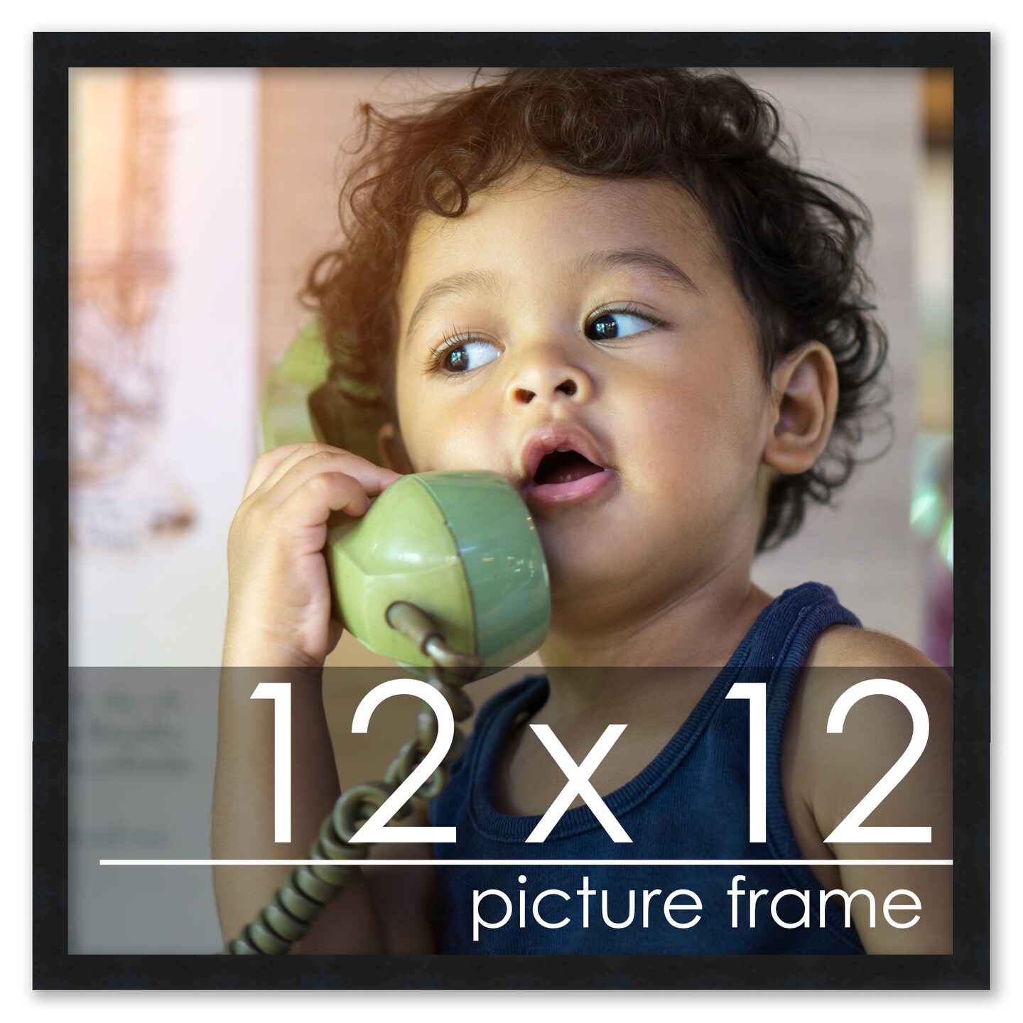 Square Classic Modern Black Picture Frame - UV Acrylic, Foam Board Backing, Hanging Hardware