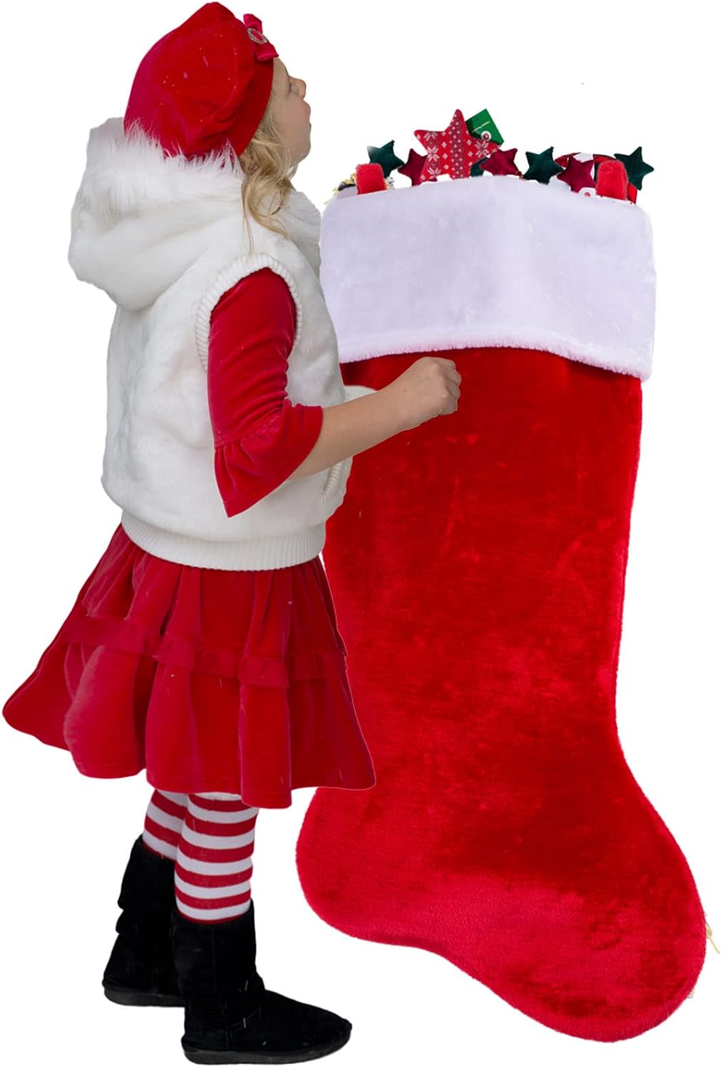 35 Inch Jumbo Felt Christmas Stockings Personalized Christmas for Family Holiday Xmas Party Decor Fireplace Hanging for Family Kids