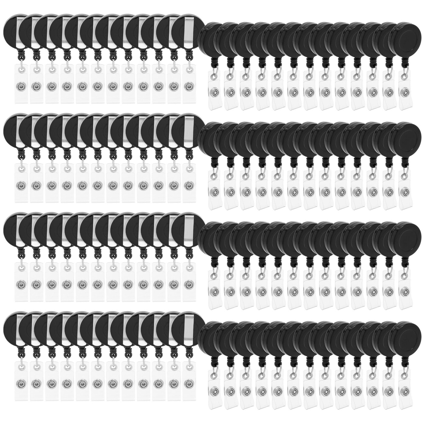 100 Pack Retractable ID Badge Holder Reel for Card Holders with Clips, Bulk for Nurses and Teachers, Office Supplies, Name Badge for Employees, Schools (26.5 Inches)