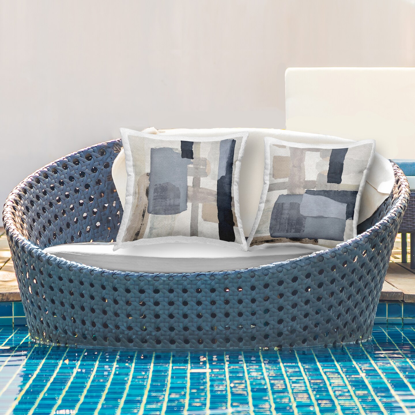 Stupell Industries Neutral Linear Abstracts 2 Piece Outdoor Printed Pillow Set, design by Jacob Q, 18 x 7 x 18