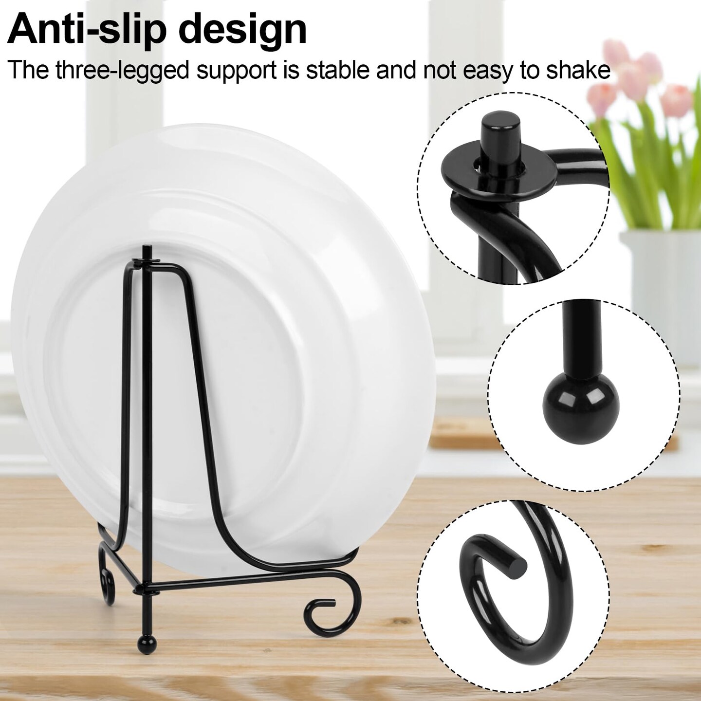 4 Pack Plate Stands For Display,Plate Holder 6 &#x27;&#x27;,Picture Frame Stand of Metal,Frame and Artworks,Small Easel for Book,Tabletop Art,Picture,Photo Platter,black (21ZSJ0001)