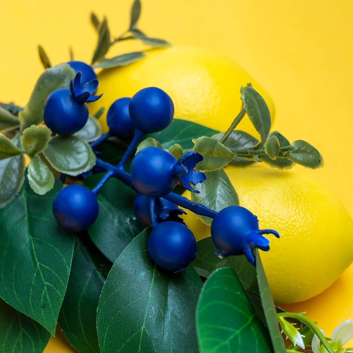 12" Artificial Lemon Blueberry Branches, Lemon Blueberry Stems for DIY Holiday Decorations and Wedding Flower Arrangements (Pack of 6)