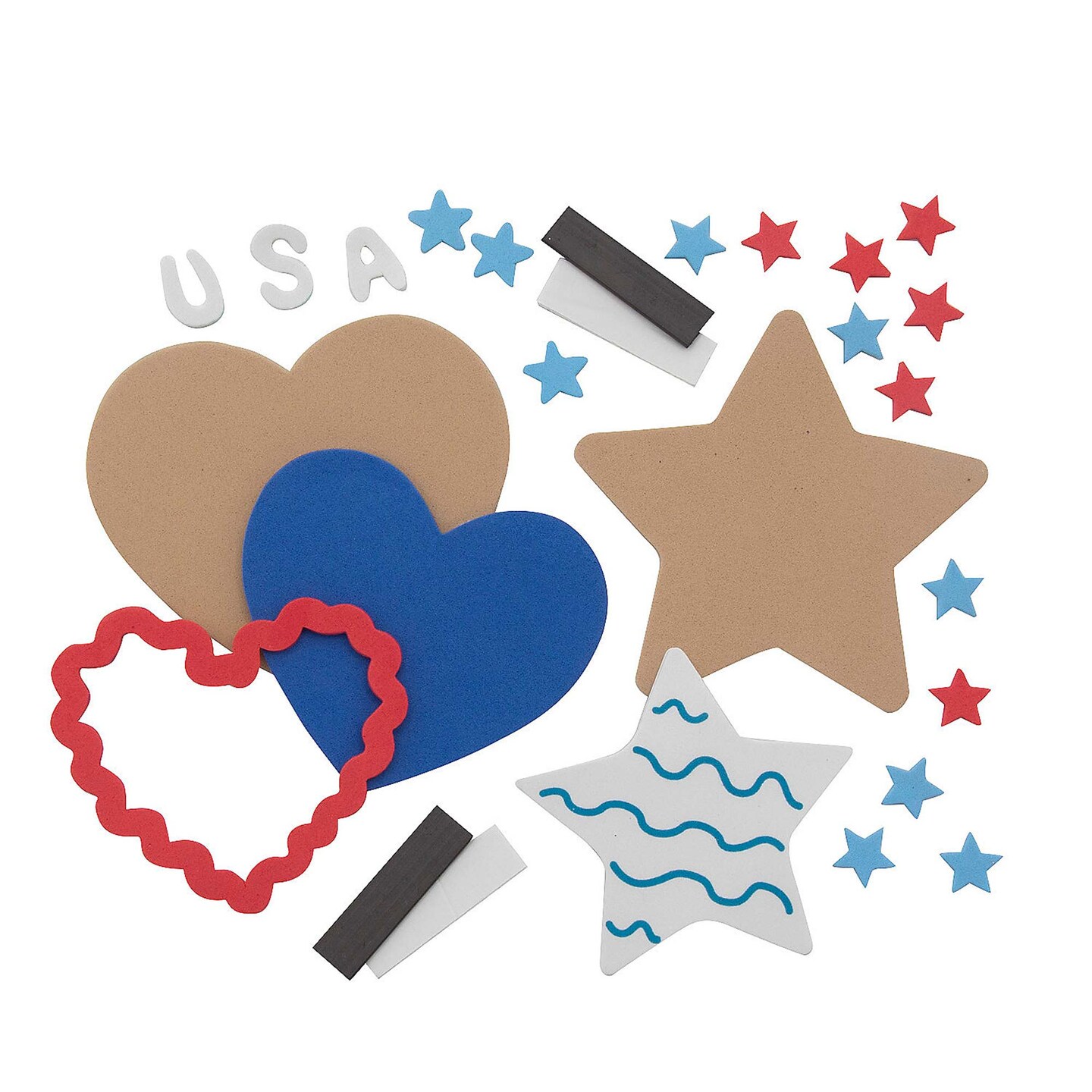 3 1/2" - 3 3/4" 4th of July Star and Heart Cookie Magnet Craft Kit Makes 12