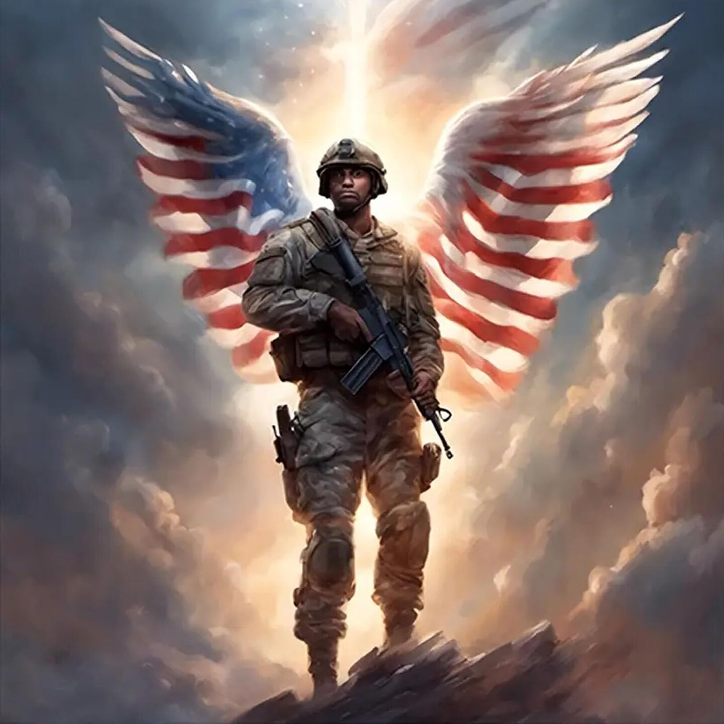5D Diamond Painting Kits for Adults Diamond Art American Flag Angel Soldier Diamond Painting Full Drill Crystal Rhinestone Embroidery Craft Kits for Home Wall Decor Gifts