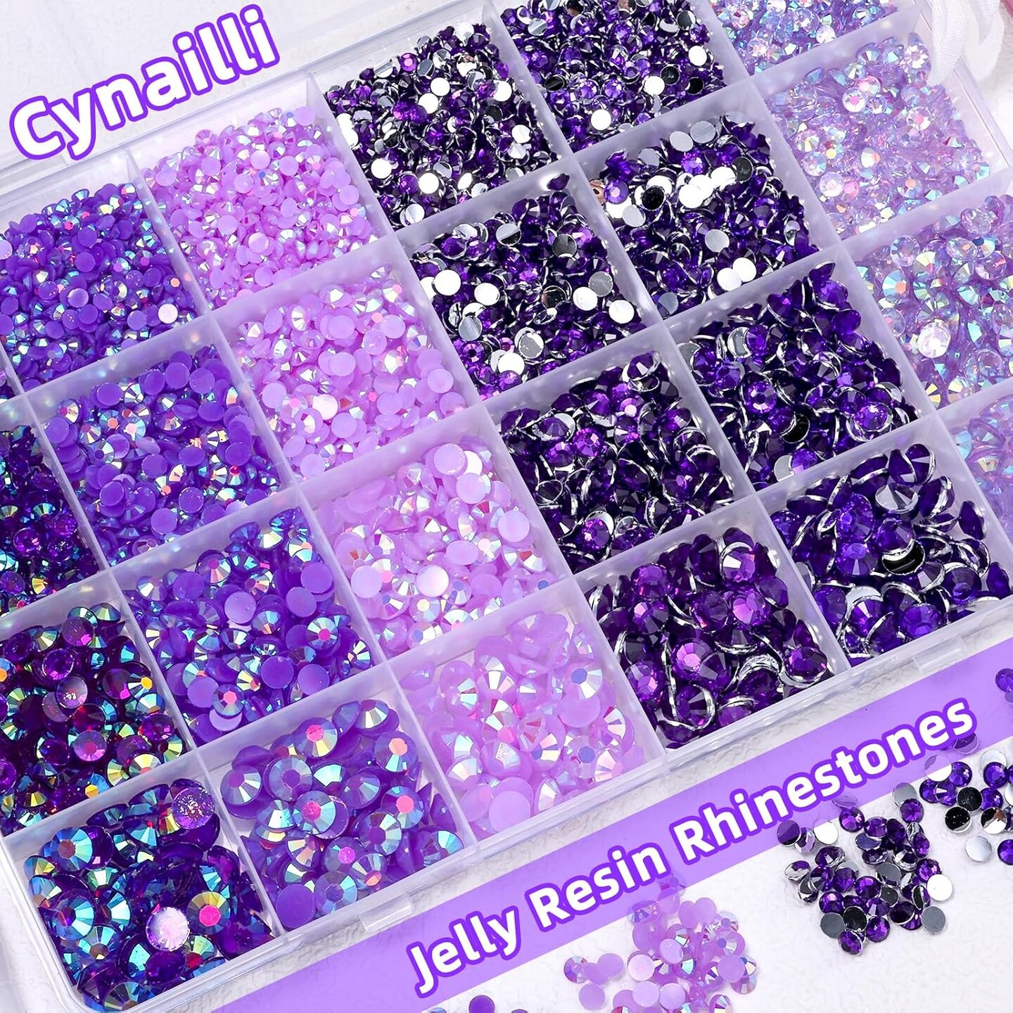 18000 Pcs Purple Jelly Flatback Rhinestones - 3-6MM