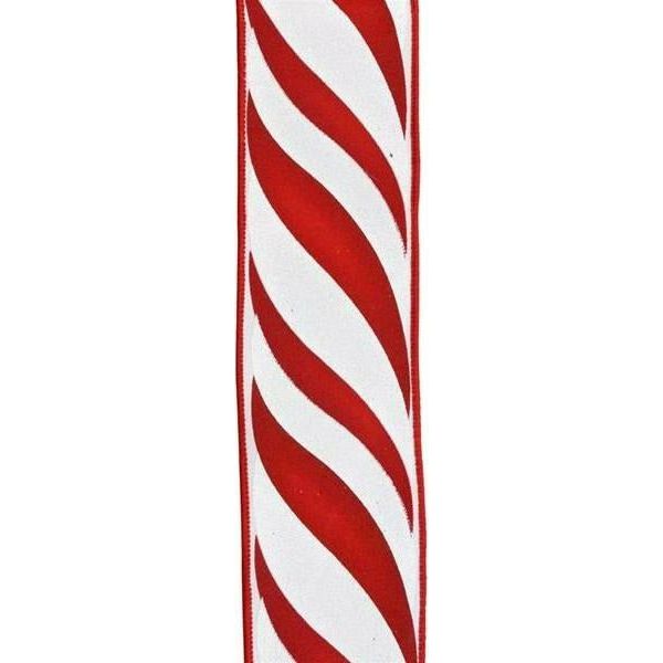 2.5&#x22; Swirl Candy Stripe Ribbon: Red/White (10 Yards)