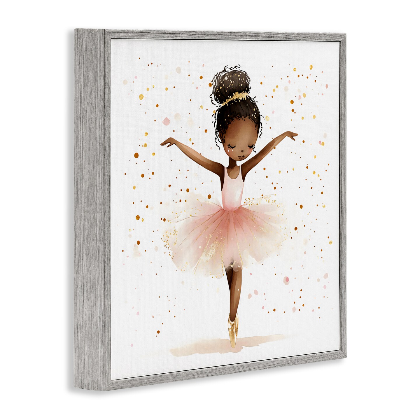 Stupell Industries Pink Ballerina Girl with Gold Framed Giclee, design by Creative Studio
