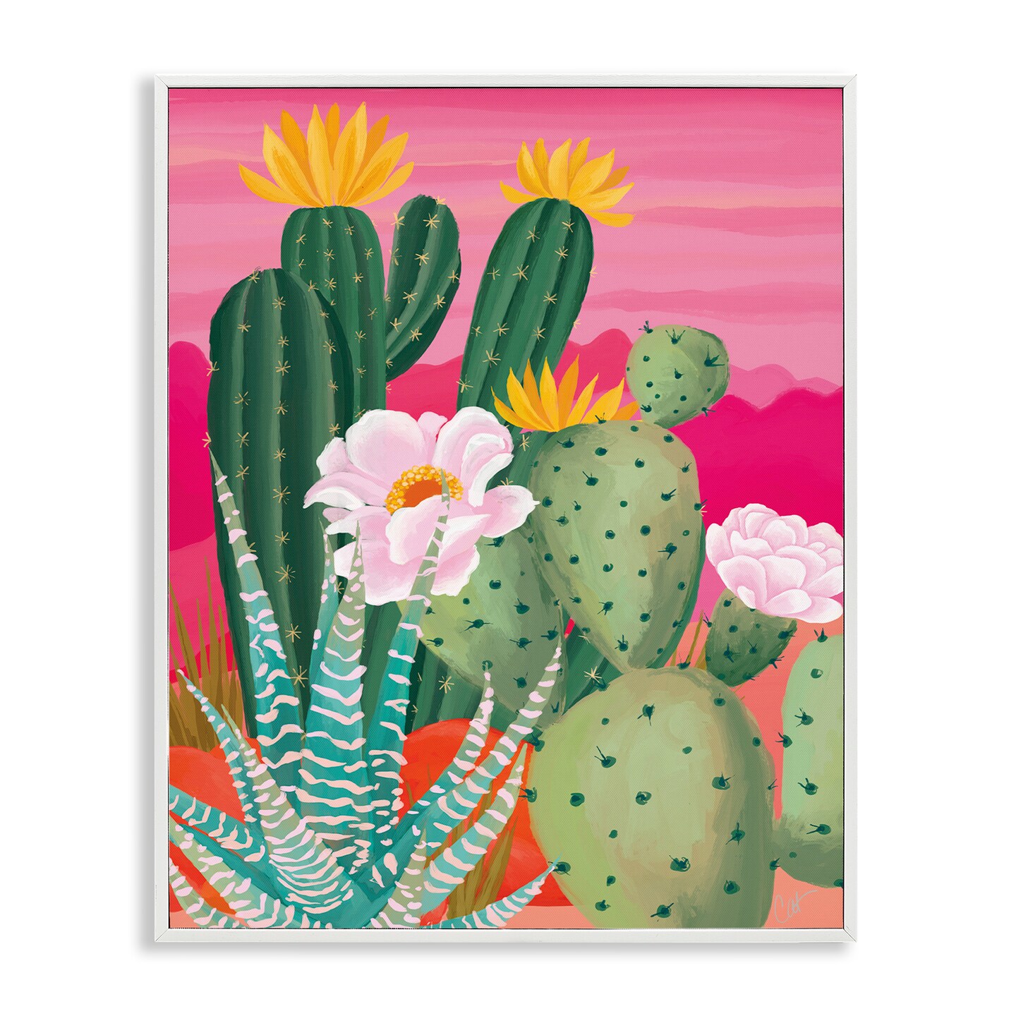 Stupell Industries Sunset Cactus Plants Framed Giclee, design by Cat  Thurman Designs, Color: White Framed, Size: 14 x 11 | Michaels
