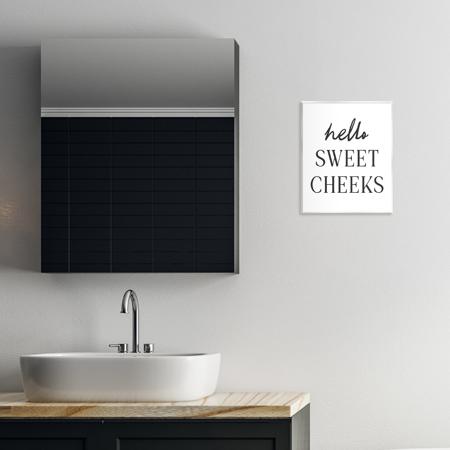 Stupell Industries Sweet Cheeks Bathroom Humor Wall Plaque, design by Lettered and Lined