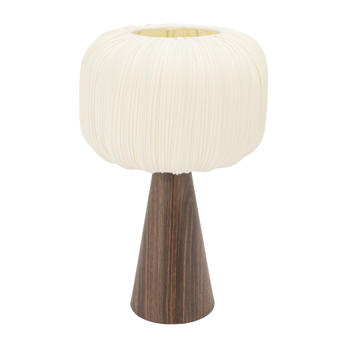 Hello Honey Metal Table Lamp with Pleated Fabric Shade and Inline Switch, Wood Finish