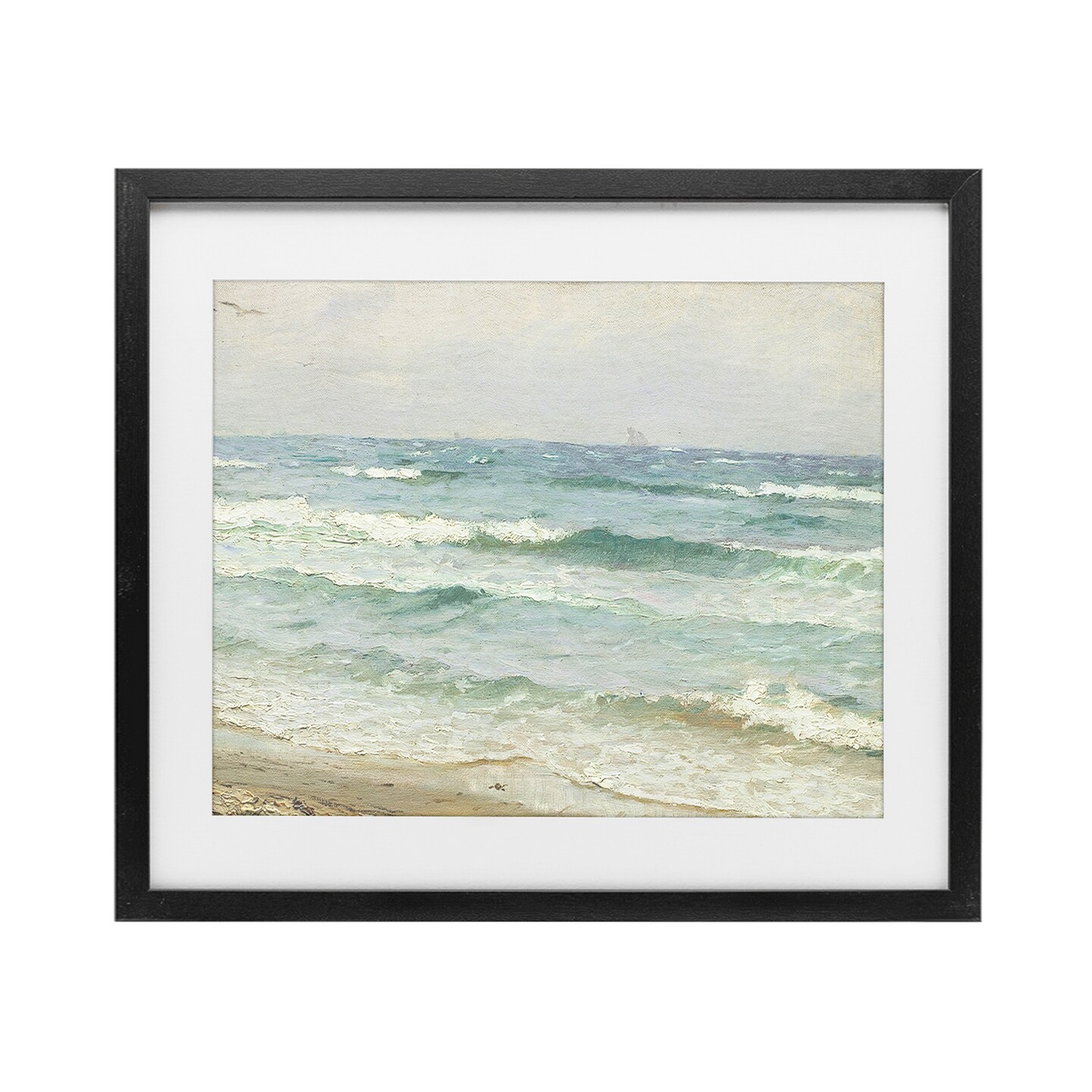 Stupell Industries Vintage Waves on The Shore Framed Print Under Glass, design by Leah Straatsma
