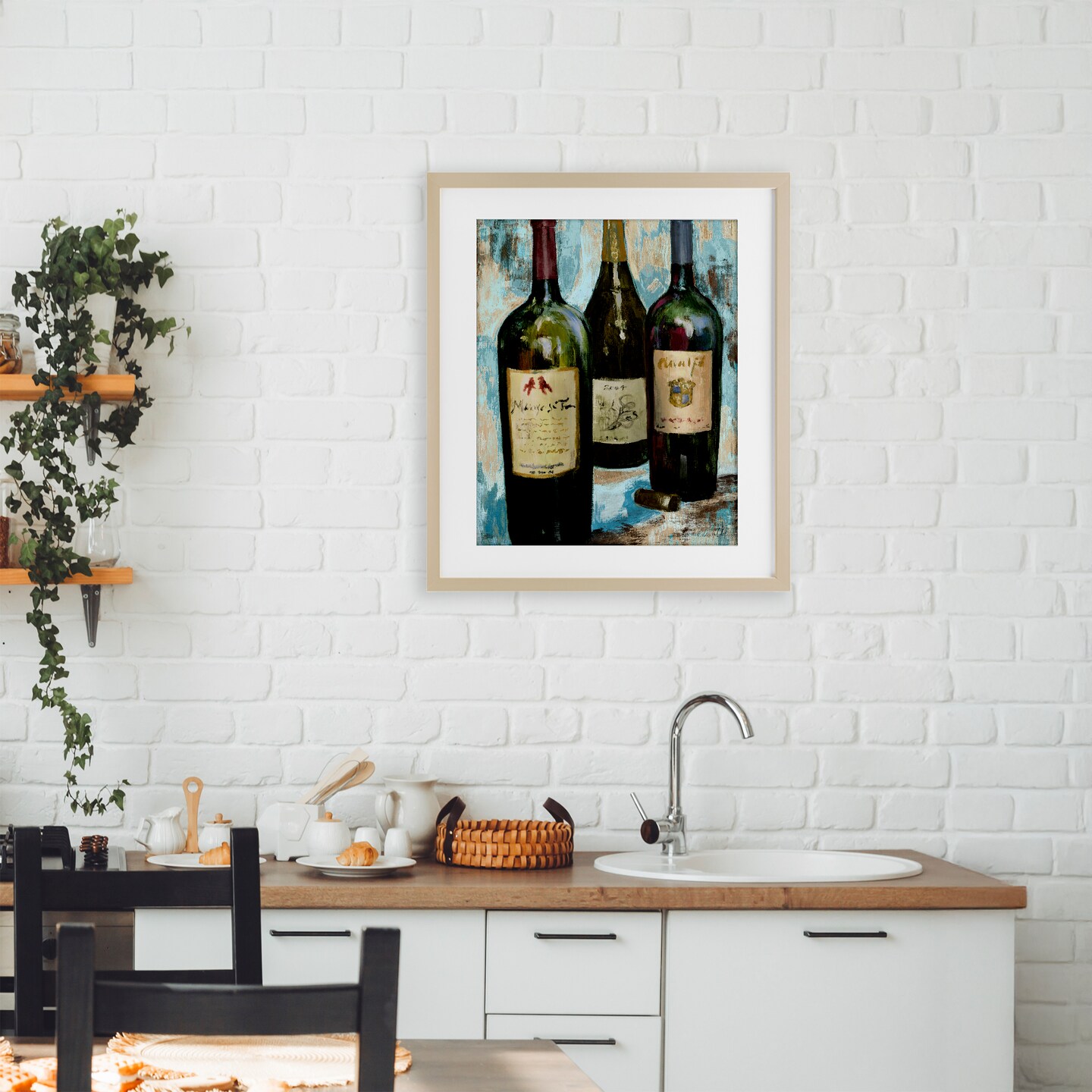 Stupell Industries Labeled Wine Bottle Trio Framed Print Under Glass, design by Lanie Loreth