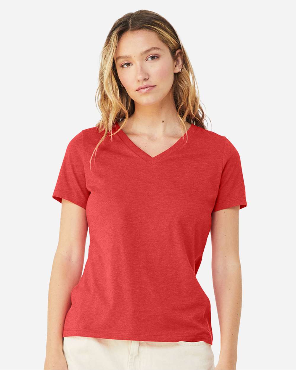 BELLA + CANVAS Women’s V-Neck Short Sleeve Tee – Soft Lightweight Shirt for Casual Wear