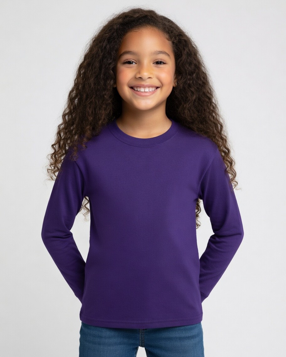 Gildan Heavy Cotton Youth Crew Neck Long Sleeve T-Shirt Kids Basic Tee for Everyday Wear
