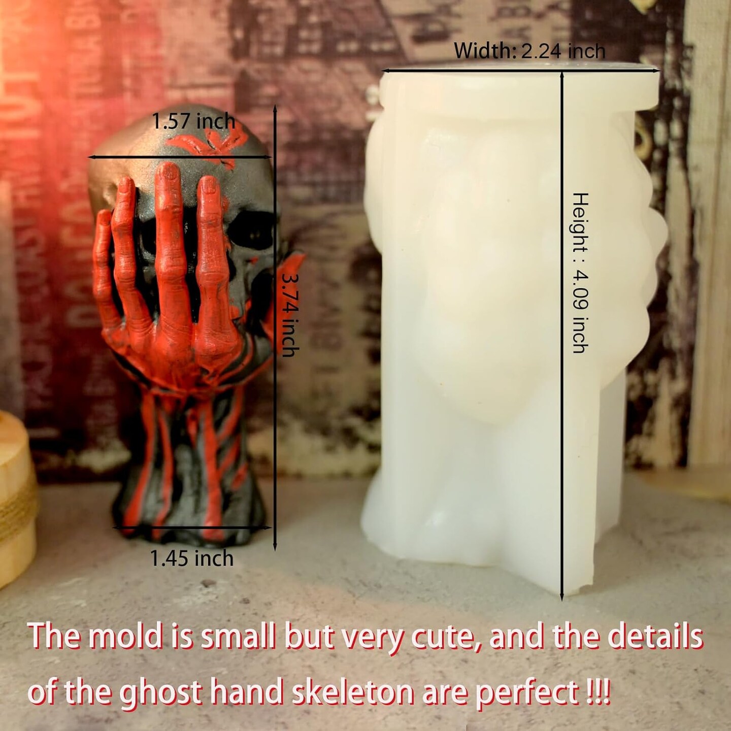 3D Skull & Ghost Hand Silicone Candle Molds – Epoxy Resin, Soap, and Candle Making Mold for Halloween, Aromatherapy, DIY Crafts