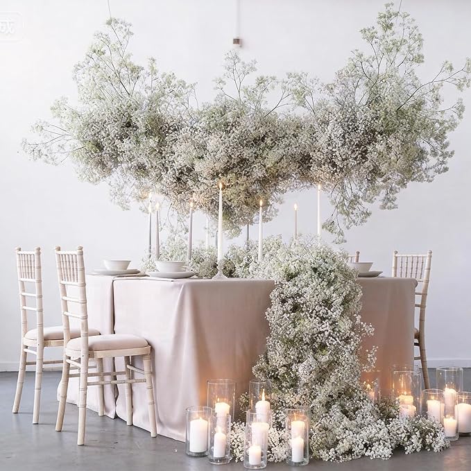 100 Pcs Babys Breath Artificial Flowers White Baby Breath Flowers Artificial Bulk,Real Touch Fake Flowers Baby's Breath for Wedding Party Home Garden Decoration