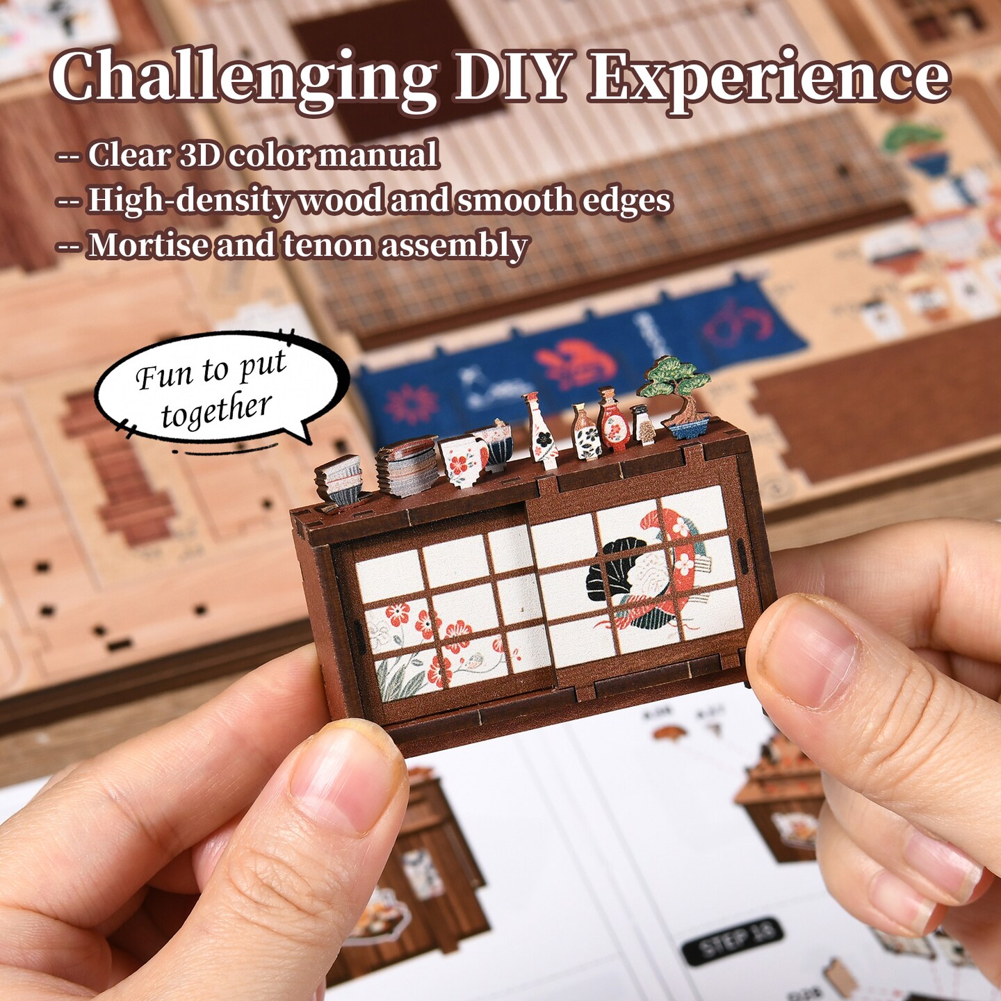 Japanese Izakaya Book Nook Kit, DIY Miniature Pub House with LED