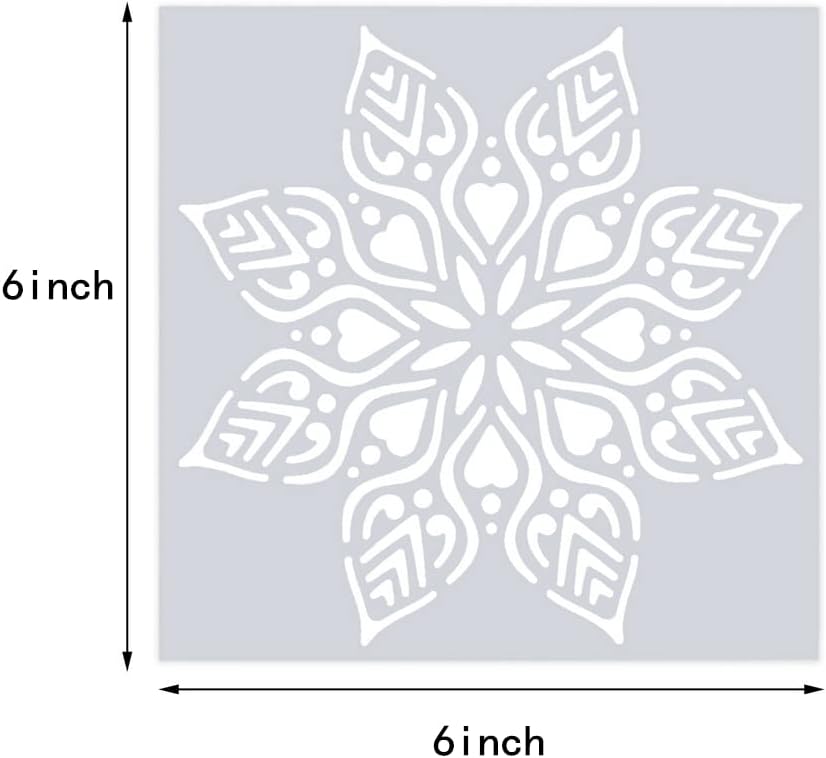 16-Piece Reusable Mandala Stencil Set (6 x 6 Inch) – Mandala Dot Painting Templates for DIY Crafts, Scrapbooking, Wall Art & Holiday Decor
