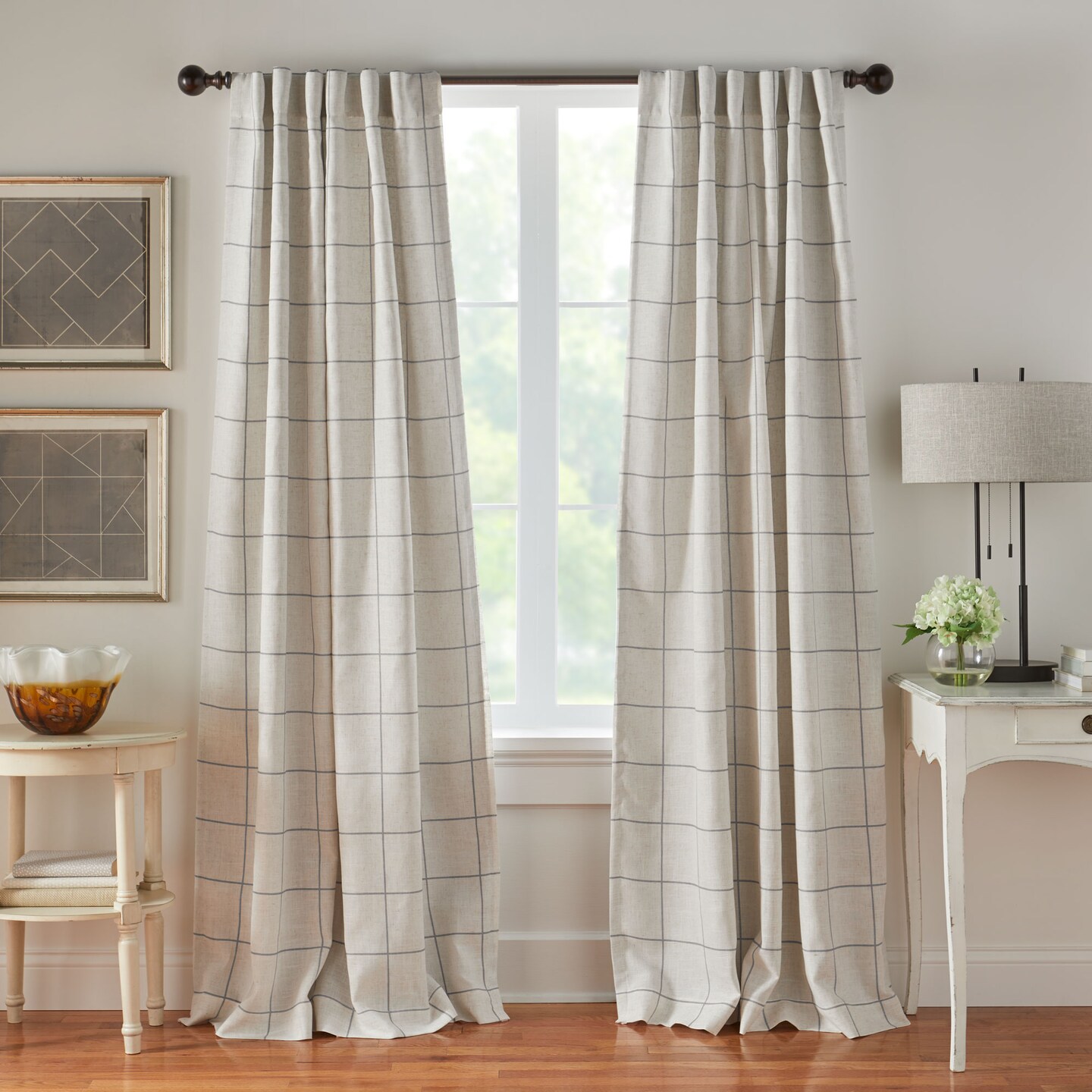 Threadmade Home Brighton Windowpane Plaid Blackout Window Curtain Panel