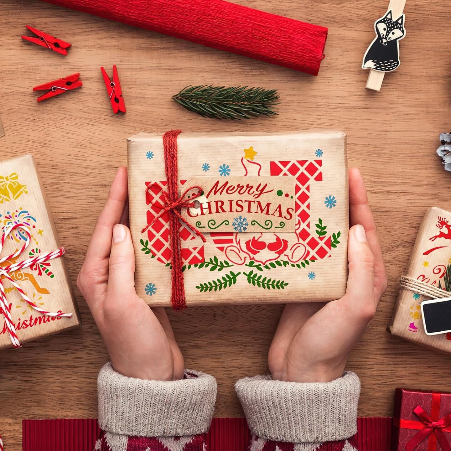 Reusable Christmas Stencils - 15 Pcs A4 Window Stencils for Painting 11"L x 8"W